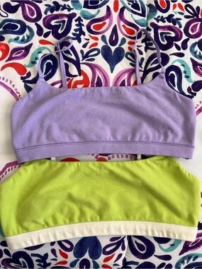 Organic Basics Lilac and Lime Bralette Set